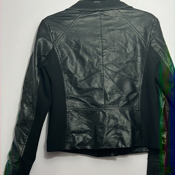 A.n.a. Petite medium faux leather and knit zippered jacket, black, pockets - Picture 3 of 6